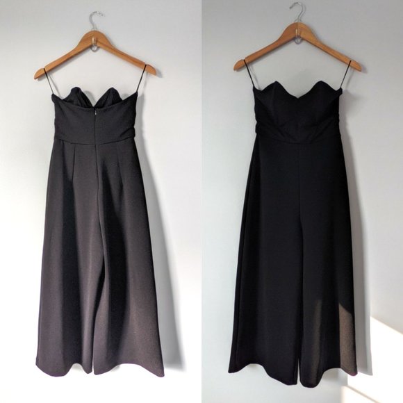 Zara Pants - Zara Wide Leg Strapless Jumpsuit Black Size Medium